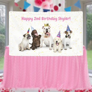 Pet Birthday Dog Party   Pink Banner