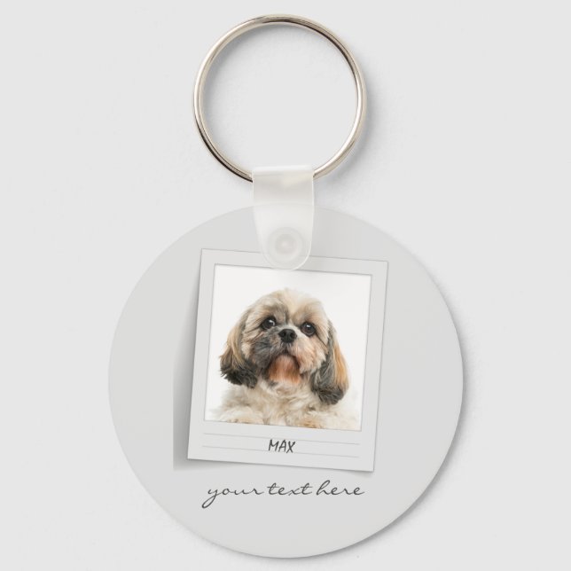 Pet Birthday Photo Frame Matching Personalised Key Ring (Front)
