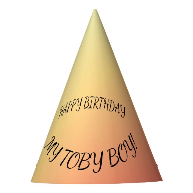 Pet Birthday Sunset Gradient Curved Script Design Party Hat (Front)