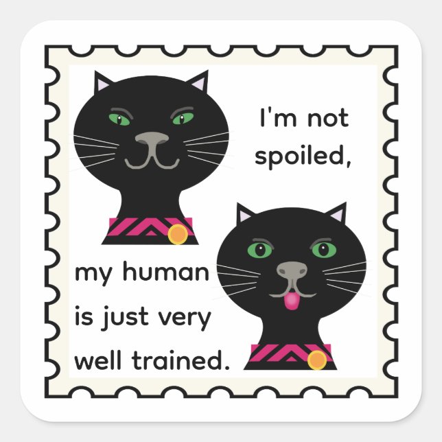 Pet Black Cats stamp art Square Sticker (Front)