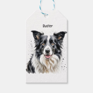 Pet Border Collie Photo Personalise Gift Tags