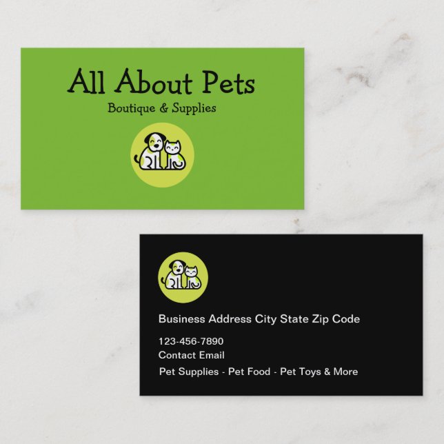 Pet Boutique And Supplies Business Cards  (Front/Back)