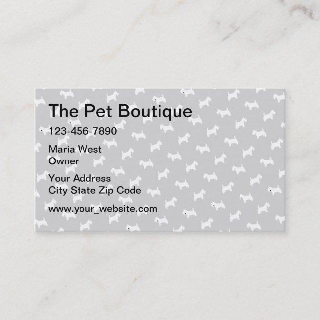Pet Boutique Cute Dog Pattern Business Card (Front)