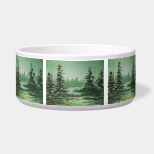 Pet Bowl Ann Hayes Painting Green Forest