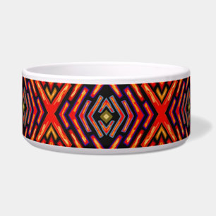 Pet Bowl Fiery Red Orange Black 