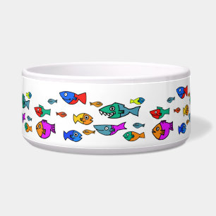 Pet Bowl for Dogs or Cats Colorful Fish Pattern