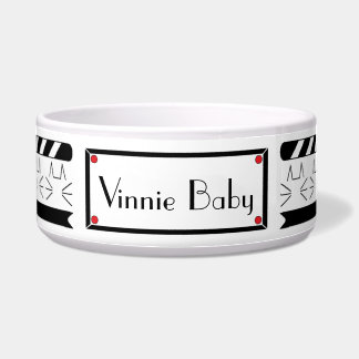 Pet Bowl Large Black/White "FEED ME HANGRY"