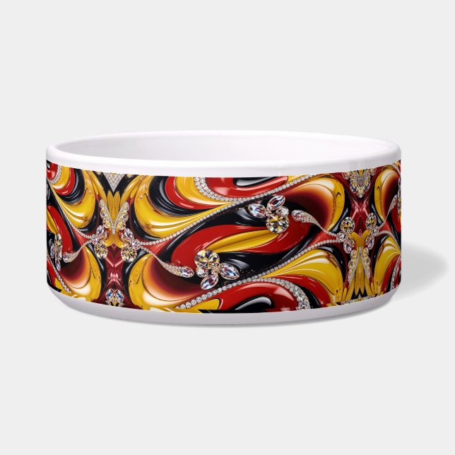 Pet Bowl with Belgian Colours Abstract Design (Front)