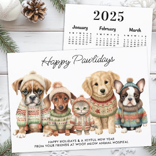 Pet Business Christmas 2025 Calendar Dog Cat Pets Holiday Card