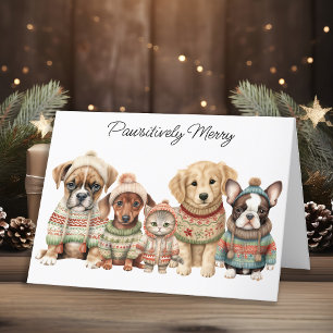 Pet Business Christmas Cute Dog Cat Pets Holiday Card