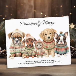 Pet Business Christmas Cute Dog Cat Pets  Holiday Postcard