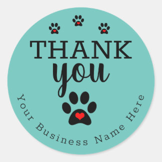 Pet Business, Dog Paw Custom Thank You Stickers