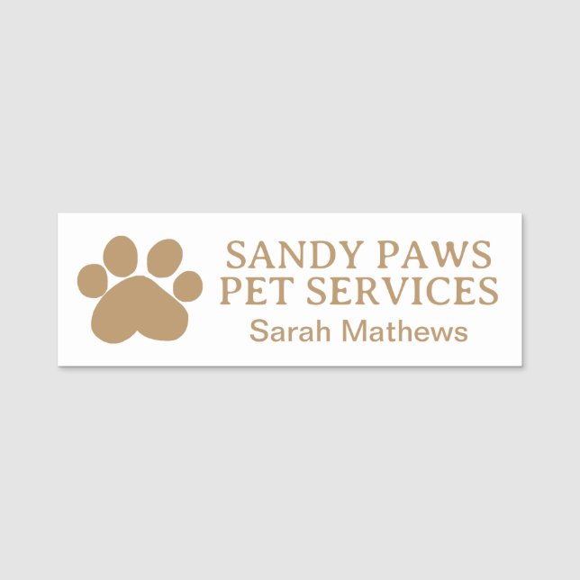 Pet Business Dog Walker Logo Photo Name Tag (Front)