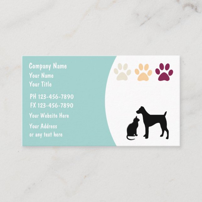 Pet Care Business Cards (Front)