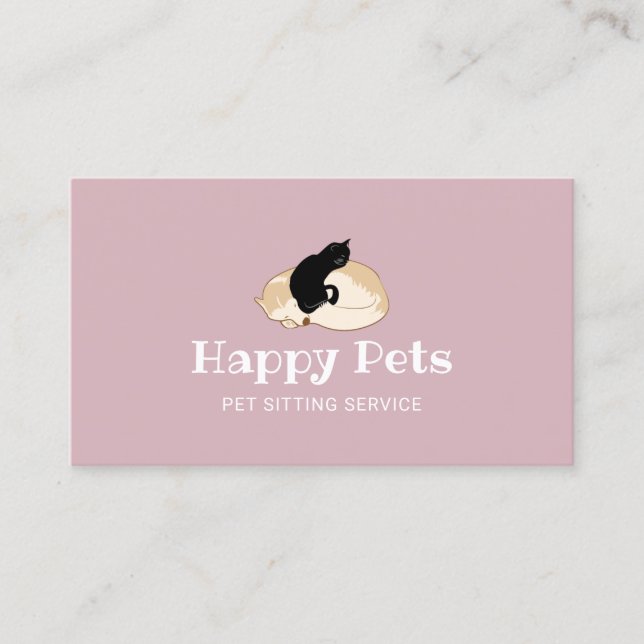 Pet Care Cute Dog & Cat Pet Sitting Service Business Card (Front)