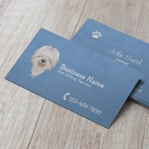 Pet Care Cute Dog Plain Blue Pet Sitter Business Card
