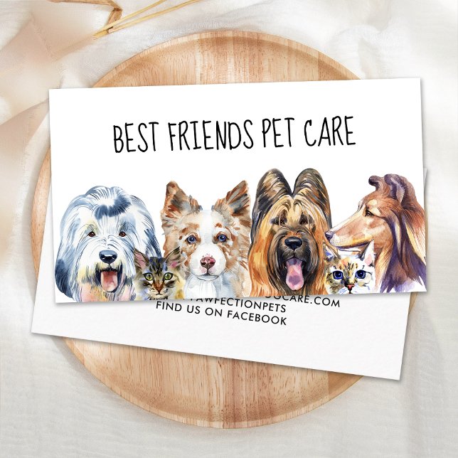 Pet Care Dog Groomer Cat Pet Sitter Cute Puppy  Business Card (Creator Uploaded)
