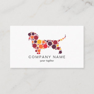Pet Care   Dog Walking   Dachshund with Circles Business Card