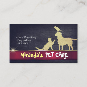 Pet Care Dogs Cats Birds Silhouettes Purple & Gold Appointment Card