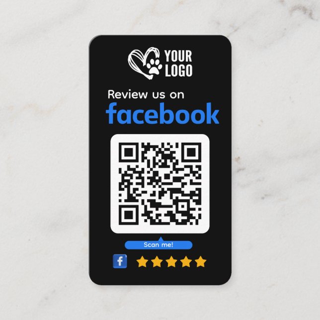 Pet Care Facebook Review Request Business Card (Front)