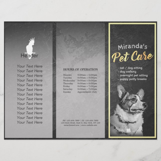 Pet Care Grooming Dog Painting Tri-Fold Brochures (Front)