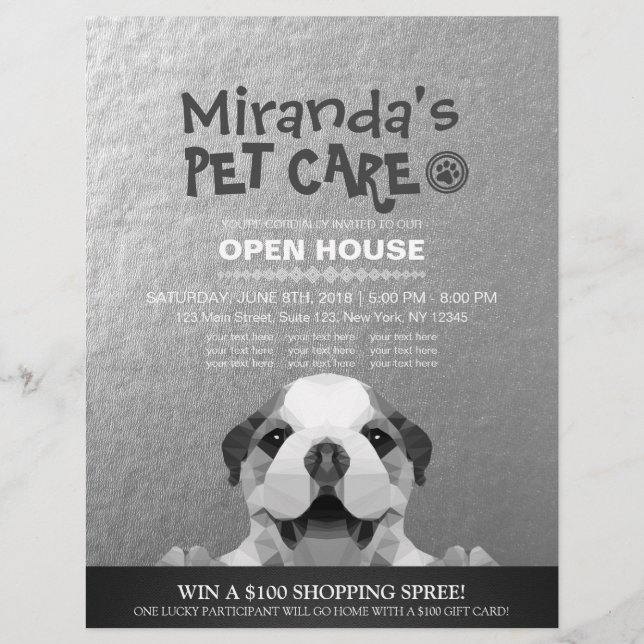 Pet Care Grooming Shop Pet Beauty Salon Open House Flyer (Front)