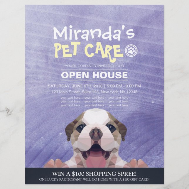 Pet Care Grooming Shop Pet Beauty Salon Open House Flyer (Front)