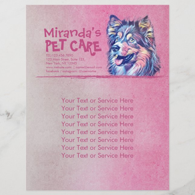 Pet Care Grooming Sitting Adorable Cartoon Dog Flyer (Front)