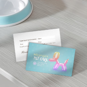 Pet Care Grooming Sitting Bathing Cute Dog Balloon Appointment Card