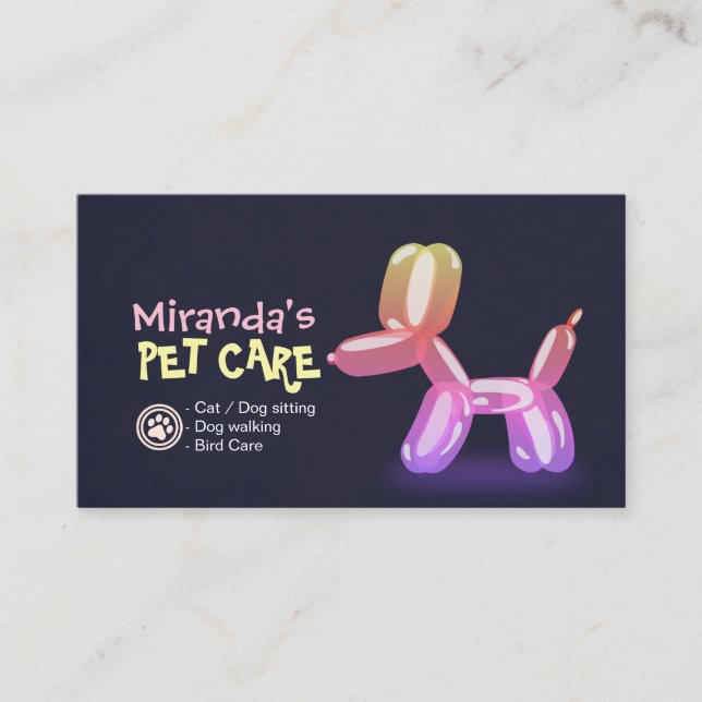 Pet Care Grooming Sitting Bathing Cute Dog Balloon Appointment Card (Front)