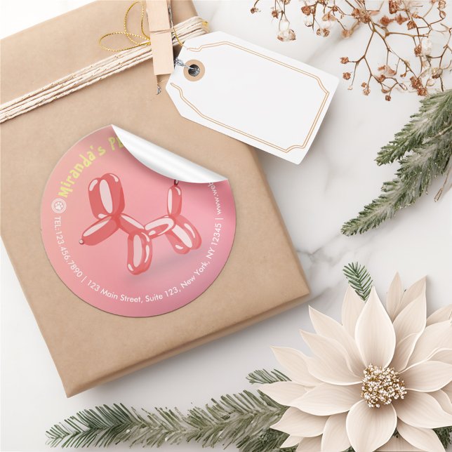 Pet Care Grooming Sitting Bathing Cute Dog Balloon Classic Round Sticker (Creator Uploaded)