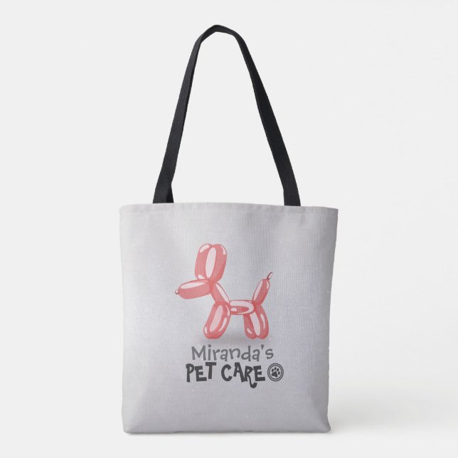 Pet Care Grooming Sitting Bathing Cute Dog Balloon Tote Bag (Back)
