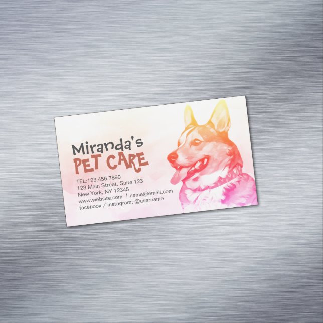 Pet Care Grooming Sitting Bathing Pet Beauty Salon Magnetic Business Card (In Situ)
