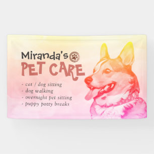 Pet Care Grooming Sitting Bathing Salon Corgi Dog Banner