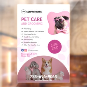 Pet Care Services Editable Window Cling