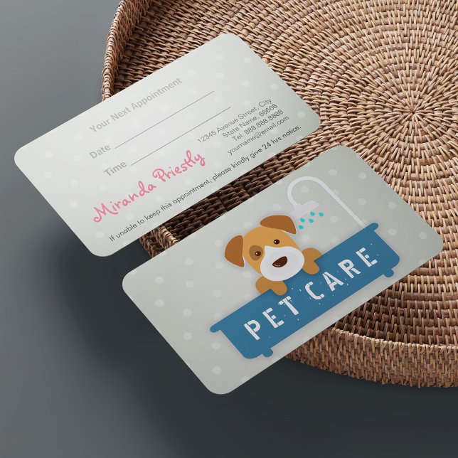 Pet Care Sitting Bathing and Grooming Beauty Salon Appointment Card (Creator Uploaded)