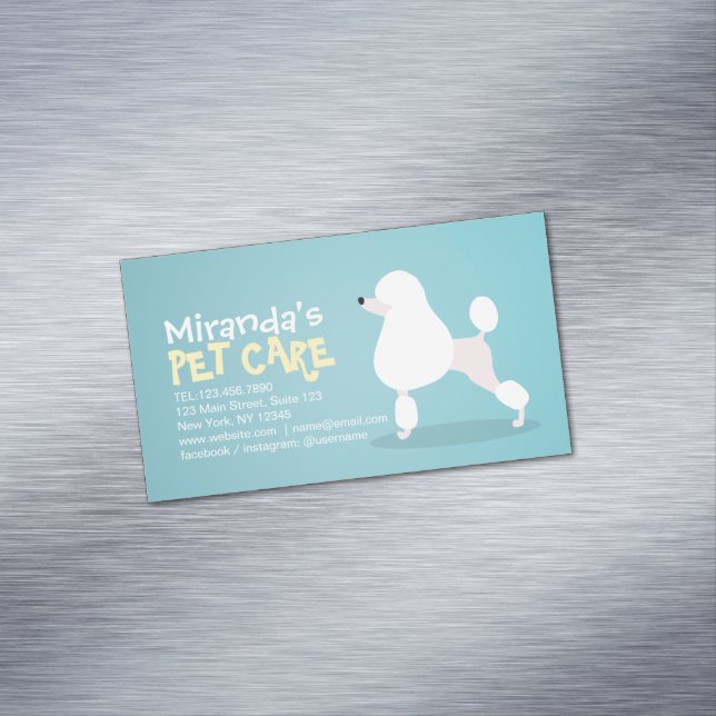Pet Care Sitting Bathing and Grooming Beauty Salon Magnetic Business Card (In Situ)