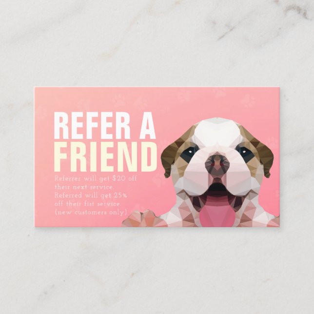 Pet Care Sitting Bathing & Grooming Referral Card (Front)