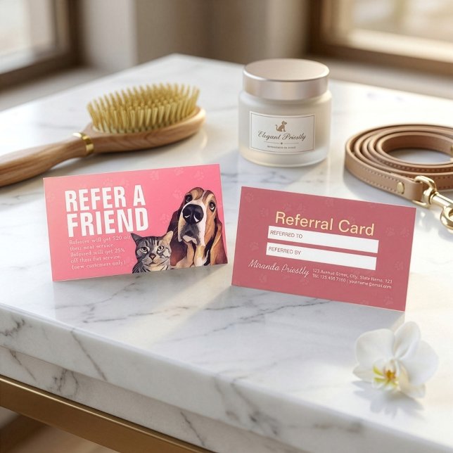Pet Care Sitting Bathing & Grooming Referral Card (Creator Uploaded)