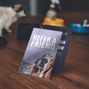 Pet Care Sitting Bathing Grooming Salon Food Shop Referral Card