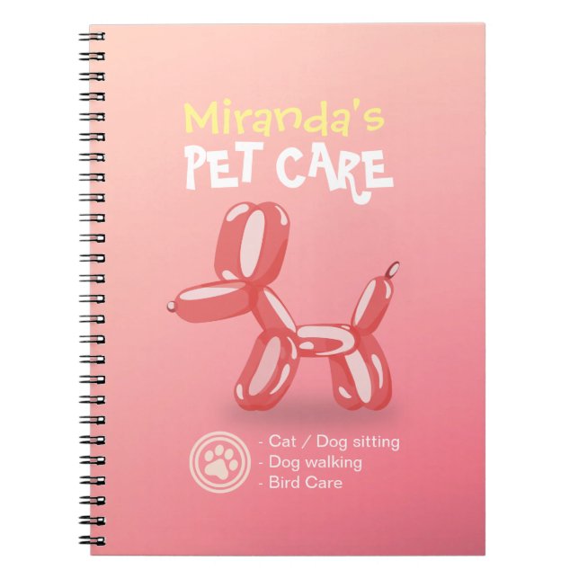 Pet Care Sitting Grooming Beauty Salon Dog Balloon Spiral Notebook (Front)