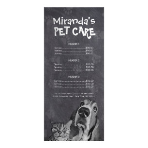 Pet Care Sitting Grooming Beauty Salon Price List Rack Card