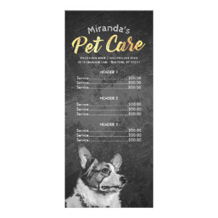 Pet Care Sitting Grooming Beauty Salon Price List Rack Card