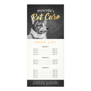 Pet Care Sitting Grooming Beauty Salon Price List Rack Card