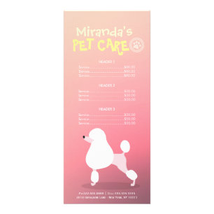 Pet Care Sitting Grooming Beauty Salon Price List Rack Card