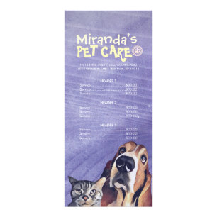 Pet Care Sitting Grooming Beauty Salon Price List Rack Card
