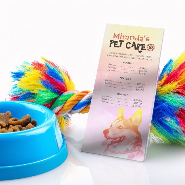 Pet Care Sitting Grooming Beauty Salon Price List Rack Card (Creator Uploaded)
