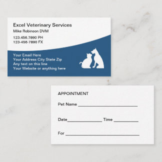 Pet Care Veterinarian Appointment Business Cards