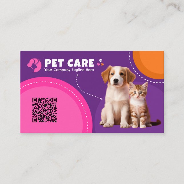 Pet care, Veterinary Doctor, Vet, Animal Clinic Business Card (Front)