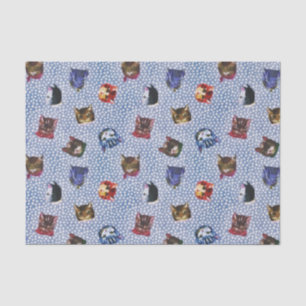Pet Cat Blue Polka Dots Kitten Watercolor Tissue Paper